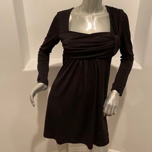 Rinascimento Empire Waist Black Metallic Mini Dress